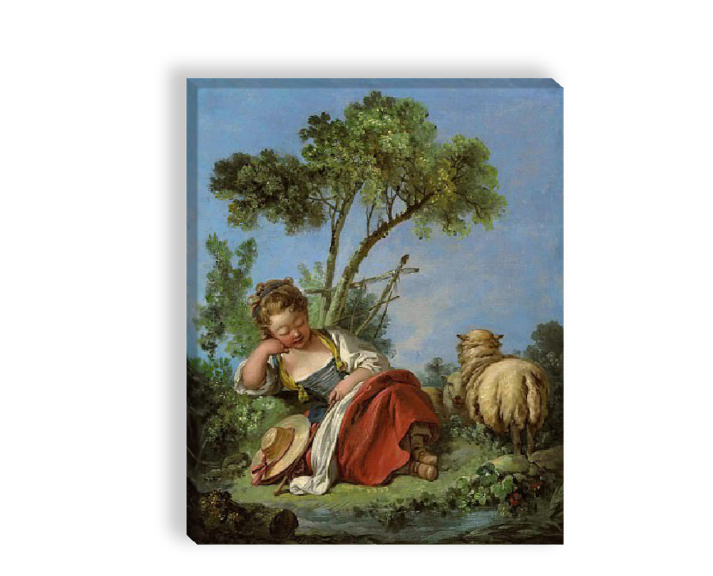 "Юная пастушка", Буше, Франсуа, картина (репродукция)