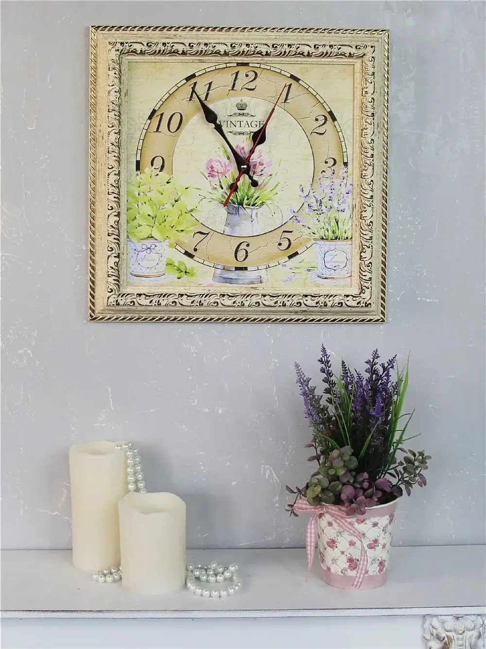 Часы настенные в винтажной раме "Прованс"