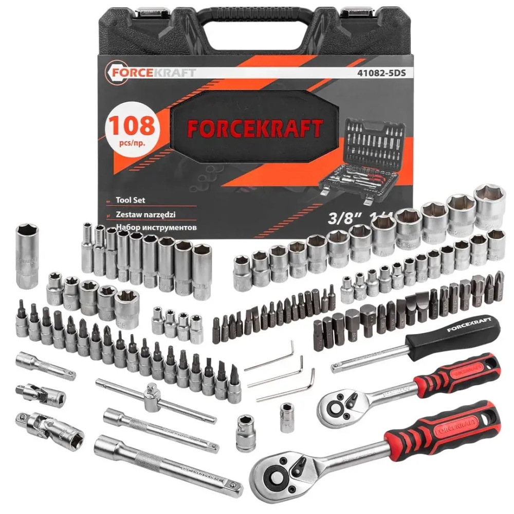 Набор инструментов 108 пр. 1/4''3/8''(6гр.)(4-22мм) FORCEKRAFT FK-41082-5DS-м