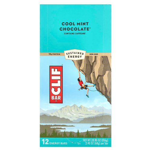 Clif Bar, Energy Bar, прохладный мятный шоколад, 12 батончиков, 68 г (2,40 унции) каждый