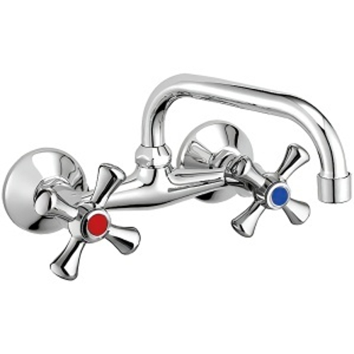 Смеситель для мойки VIKO настенный кухня крест керамика с верхним изливом