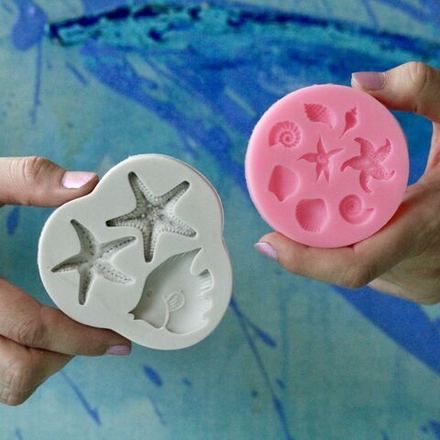 Молды силиконовые для морского декора "Набор 2 молда: морские жители и звезды с рыбкой" / форма для мыла, воска, гипса и полимерной глины
