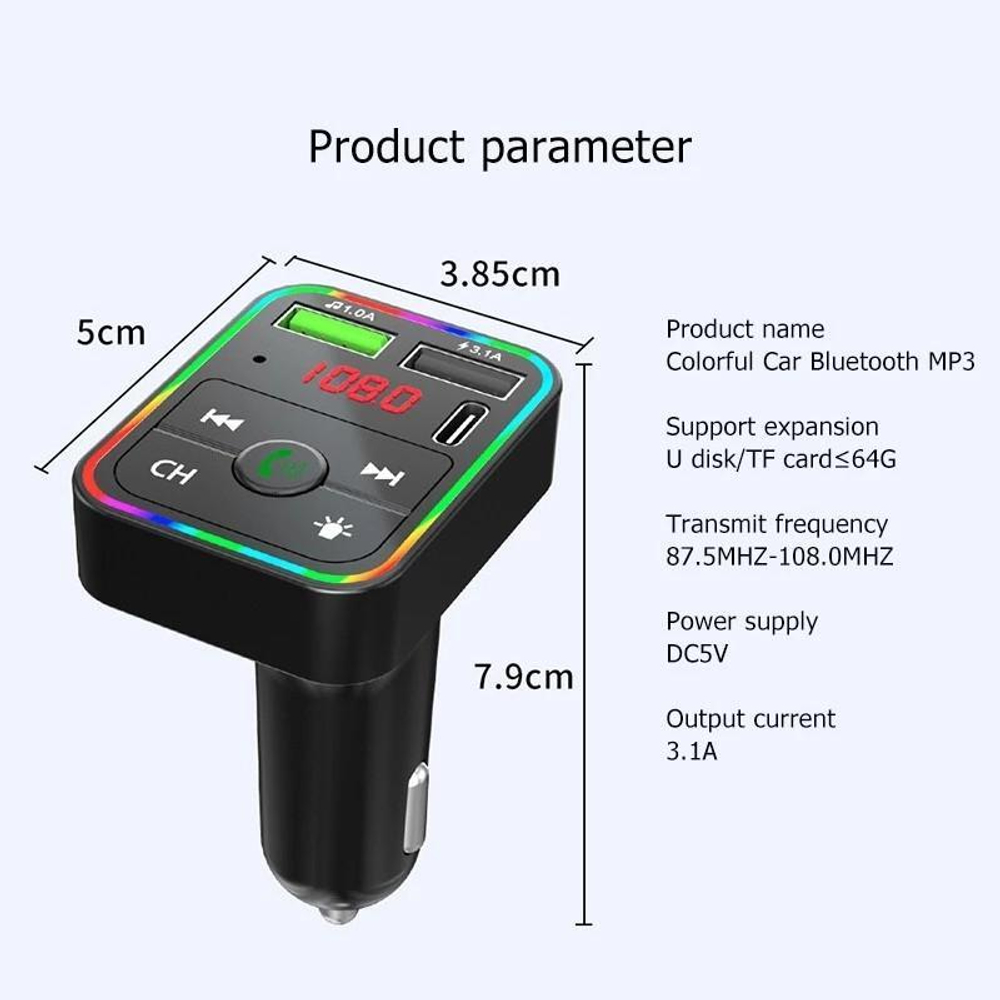 FM модулятор (трансмиттер) автомобильный TDS TS-CAF15 Bluetooth