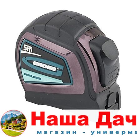 Рулетка "Doppelhaken", 5 м x 19 мм, двухсторонний зацеп, нейлон, двухсторонняя шкала, автоматическая фиксация // Gross