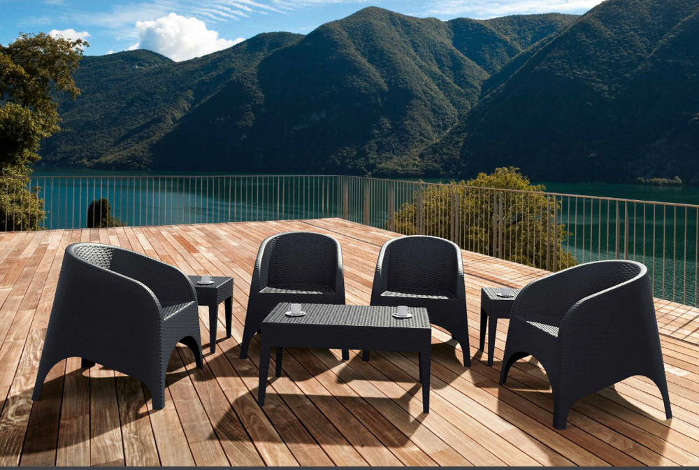 Кресло пластиковое плетеное Siesta Contract Aruba, темно-серый