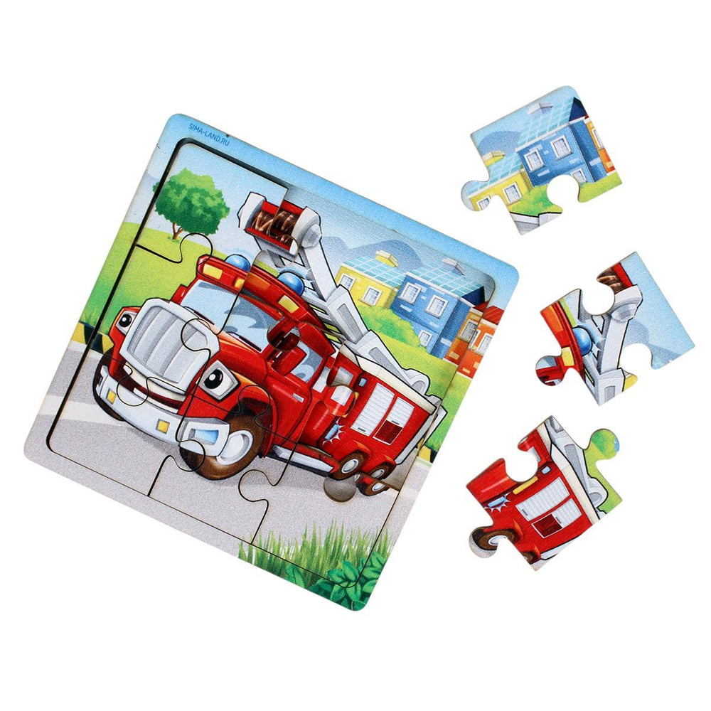 Головоломка-пазл в рамке. Игры в дорогу "Пожарная машина" П313 4930532 (Лесная мастерская)