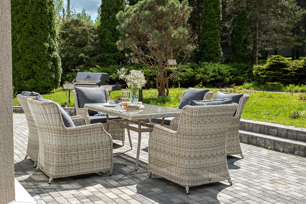 "Неаполь" обеденная группа плетеная из искусственного ротанга, цвет соломенный