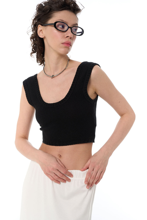 Платье-майка вязаное, хлопок, алый