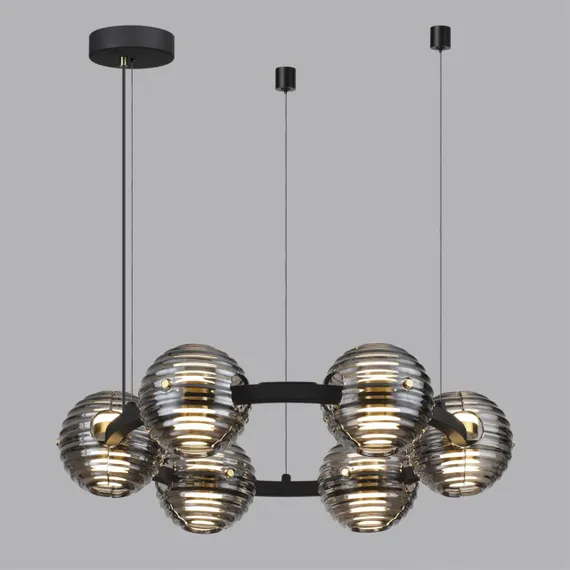 5041/60L L-VISION ODL24 000 черн./золото/дымчатый/металл/стеко Люстра LED 60W 4000К 1526Лм TRONI