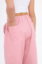 Брюки багги деним, розовые