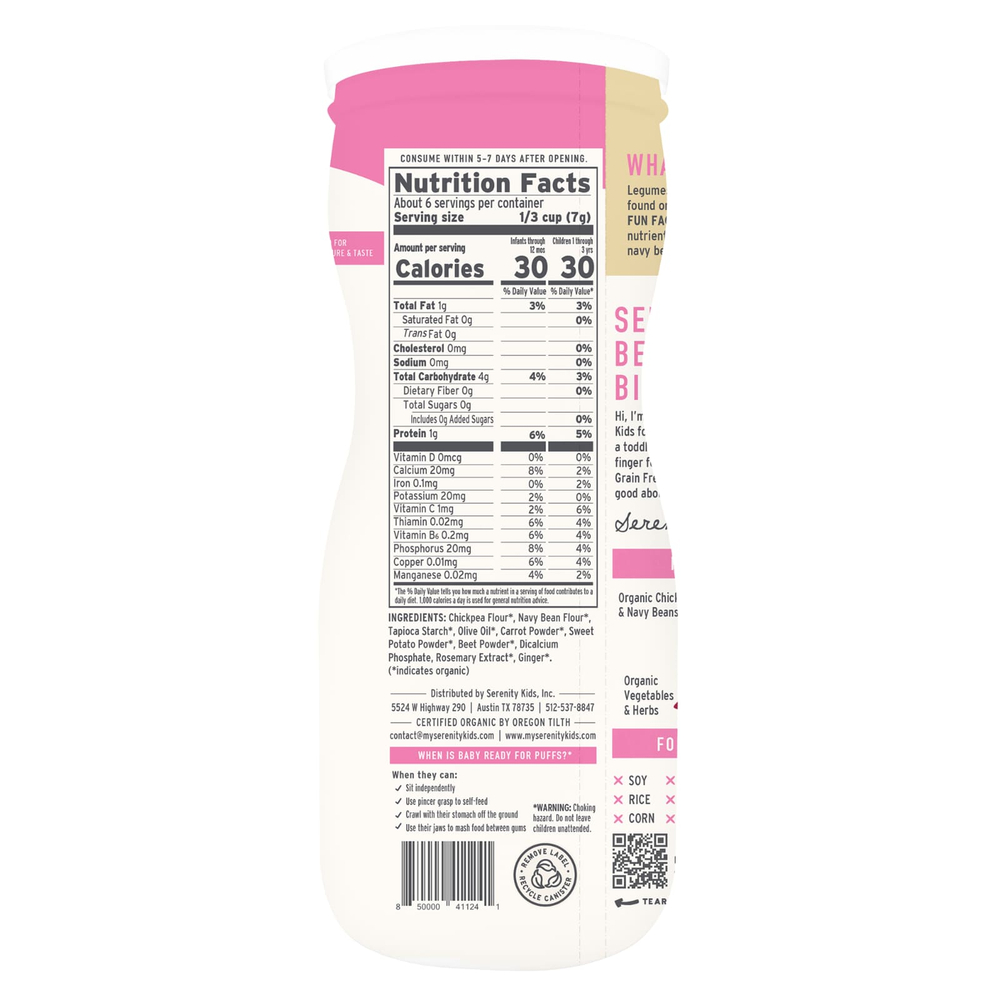 Serenity Kids, органические колечки без злаков, морковь и свекла, 42 г (1,5 унции)
