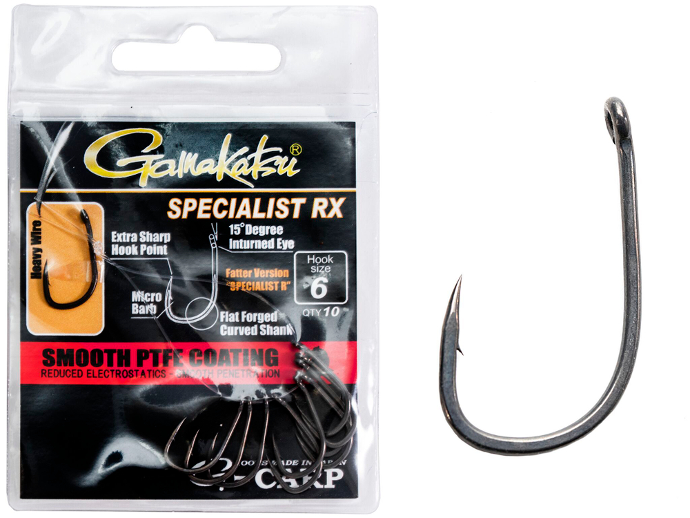 Крючки Gamakatsu G-Carp SPECIALIST RX HOOKS разм. 06 10шт.