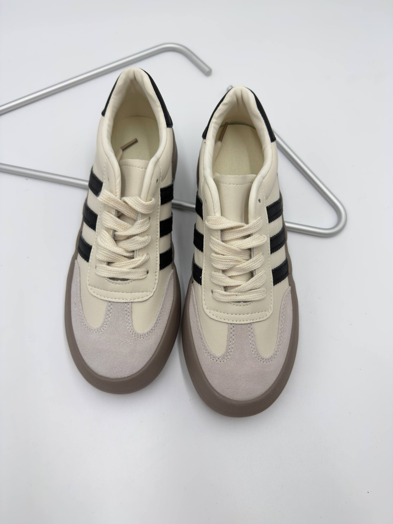 Кроссовки женские натуральная кожа арт. 358-2 цвет "бежевый,чёрный"