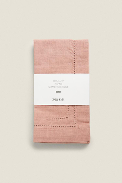 ZARA HOME АЖУРНАЯ ХЛОПКОВАЯ САЛФЕТКА (2 В УПАКОВКИ), РОЗОВЫЙ