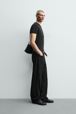 ZARA БРЮКИ FLARE FIT ИЗ РЕЛЬЕФНОЙ ТКАНИ, ЧЕРНЫЙ