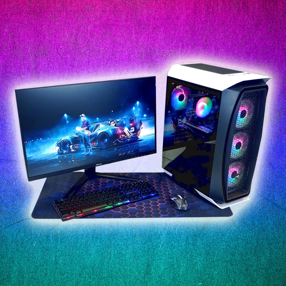 Игровой компьютер с монитором 27 дюйма, i7-10700, ОЗУ-32GB, AMD Radeon RX580 8GB, SSD 1 TB, Windows 11