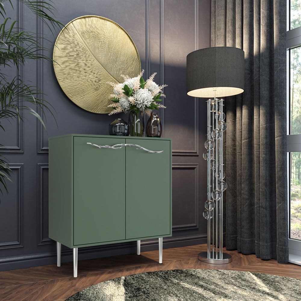 Комод Арт Колор matte Стайл Сильвер с 2 полками Зеленый нефрит матовый