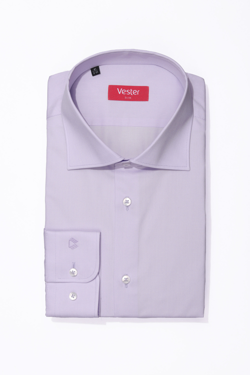 Сорочка мужская VESTER цвет сиреневый, длинный рукав, хлопок\пэ 51514 05