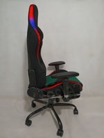 Геймерское кресло из ткани с RGB подсветкой. Черно-зелёное