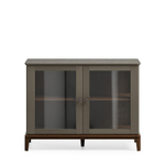 Низкая витрина CR160 Дуб тёмный, дымчатый кварц RAL 7039