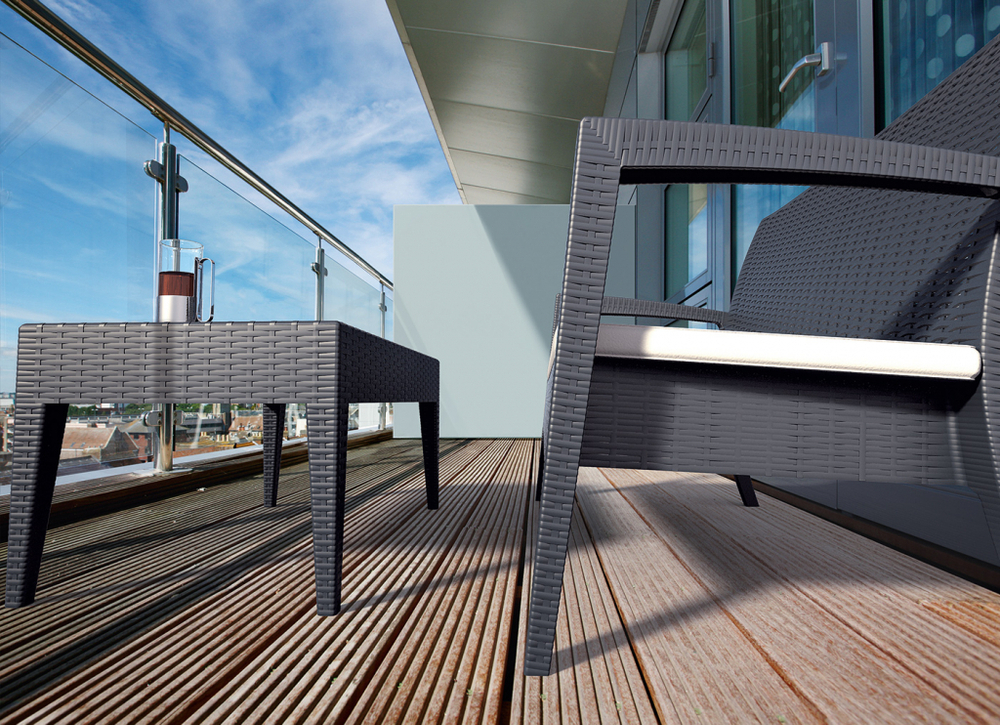 Столик пластиковый плетеный журнальный Siesta Contract Miami Lounge Table, антрацит