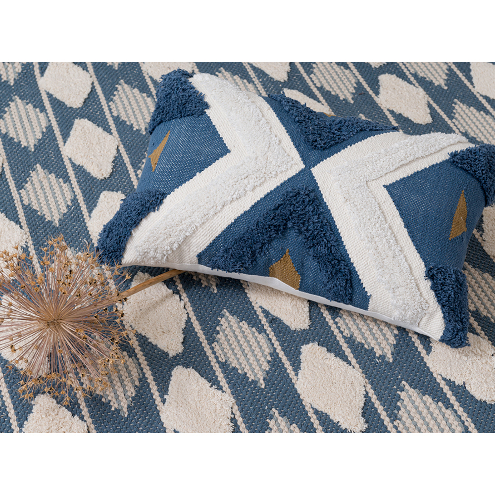 Ковер из хлопка синего цвета Argyle Ethnic 70х160 см