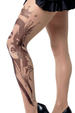 Колготки с принтом в виде королевы (Размер: S-M-L) (Цвет: бежевый)