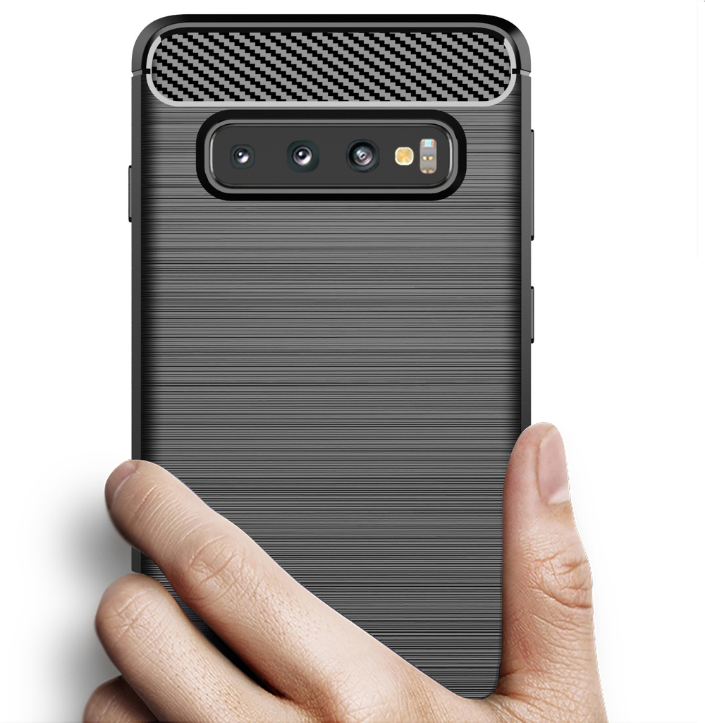 Чехол для Samsung Galaxy S10 Plus цвет Black (черный), серия Carbon от Caseport