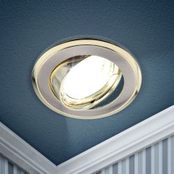 KL22 А SN/G Светильник ЭРА литой пов. двойной контур MR16,12V/220V, 50W сатин никель/золото (100/ | Литые встраиваемые светильники