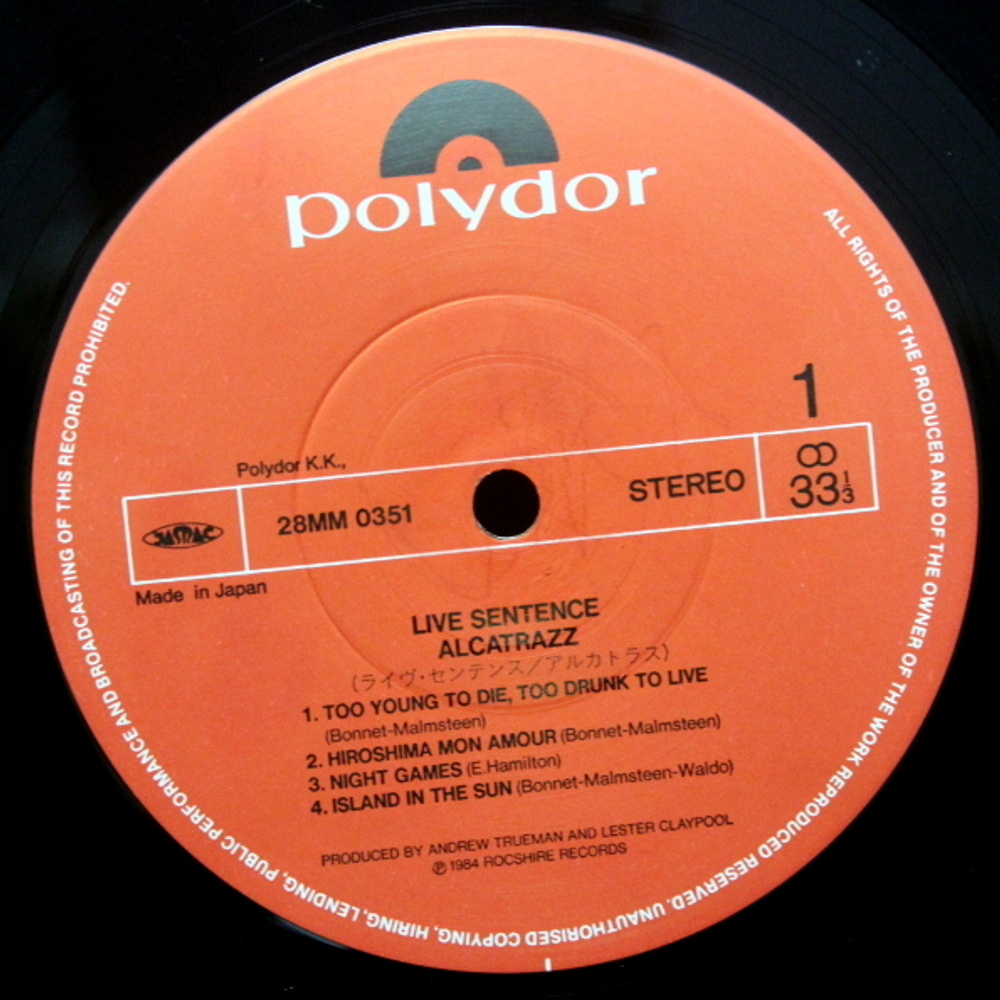 Alcatrazz / Live Sentence - No Parole From Rock 'n' Roll (LP)