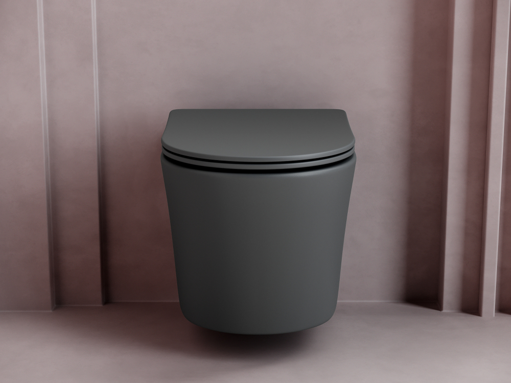 Комплект подвесной безободковый унитаз Ceramica Nova Balearica CN6000MDH Темный антрацит матовый с сиденьем Микролифт + инсталляция Creto Standart 1.0