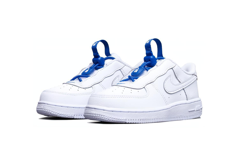 Baby Nike Air Force 1 toggle Velcro low-top sneakers white and blue