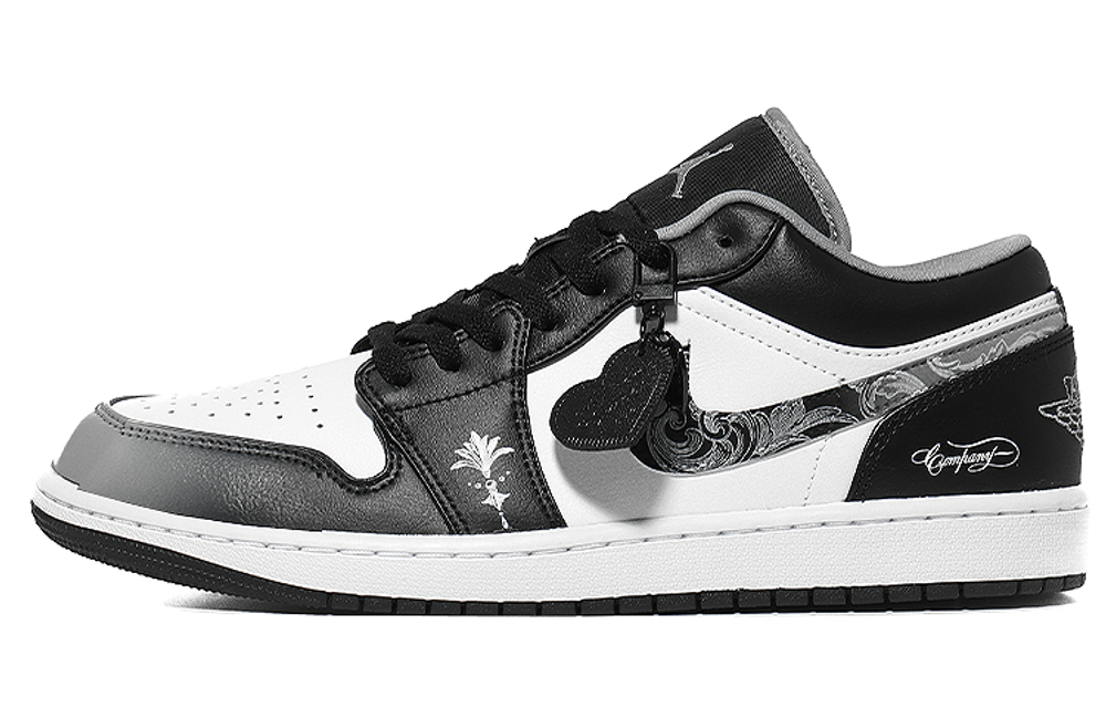 Jordan Air Jordan 1 Low top Vintage Basketball Shoes Unisex Black White Gray