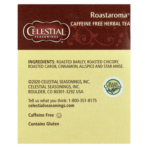 Celestial Seasonings, Herbal Tea, Roastaroma®, без кофеина, 20 чайных пакетиков, 92 г (3,2 унции)