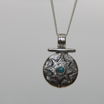 Подвеска ПУТЕВОДНАЯ ЗВЕЗДА с цепочкой, серебро/бирюза