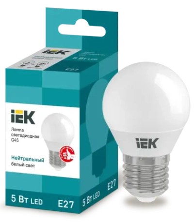 Лампа светодиодная G45 шар 5Вт 230В 4000К E27 IEK