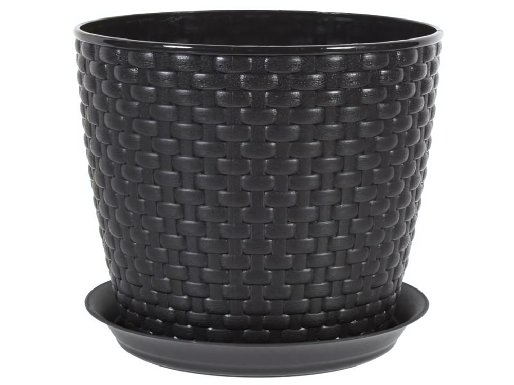 Кашпо Ротанг 3л с поддоном (коричневый)