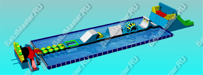 Наземный надувной аквапарк «Розовый бегемот» 38*10*5,5 м