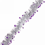 Мишура 2м 6см «Звездочки», Серебро/фиолетовый