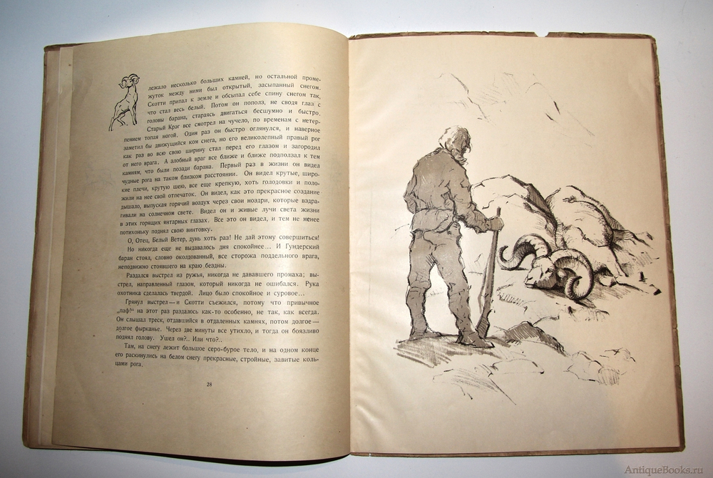 "Кутенейский баран". Э. Томсон-Сэтон. 1923г. - антикварное издание