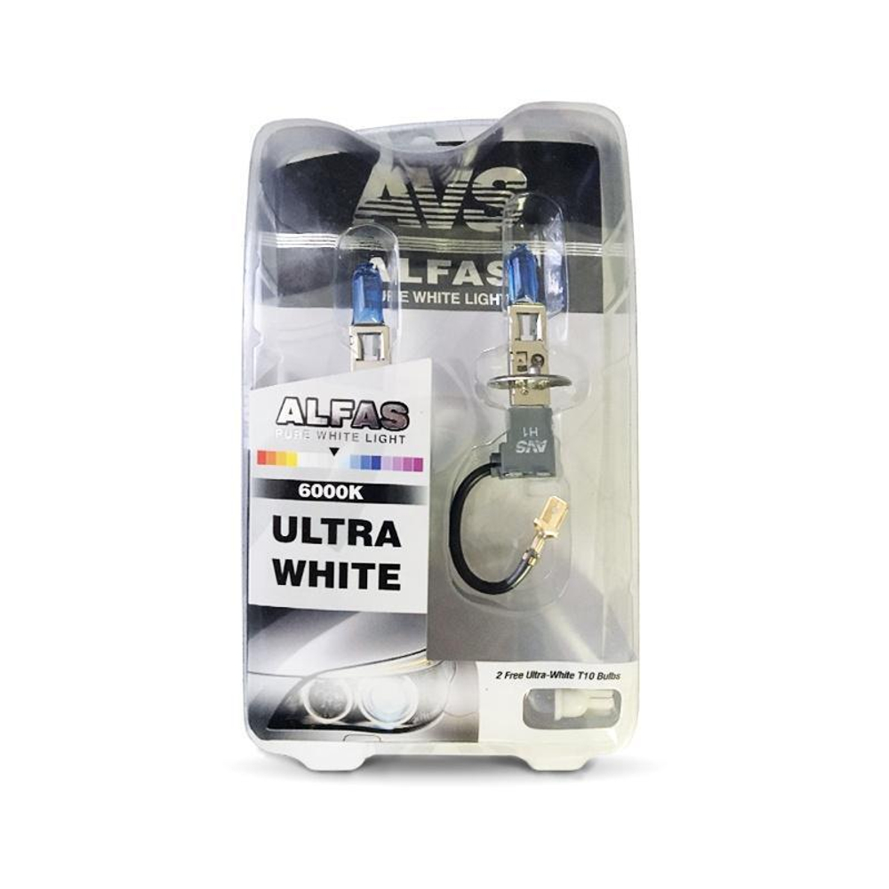 Лампа газонаполненная 12 В H3 6000К 85 Вт Alfas Pure White 2+2 (T-10) шт. AVS