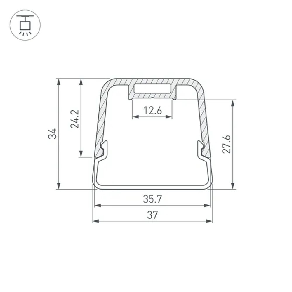 Профиль с экраном LINE-D-3734-2000 TETRA BLACK+OPAL (Arlight, Алюминий) 055072