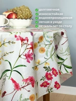 Скатерть клеенка на стол 100х140см белая с цветами