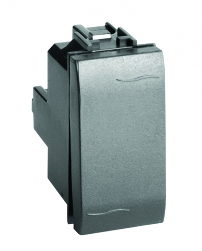 Выключатель типа кнопка, черный, 1мод.