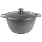 Кастрюля 3л со стеклянной крышкой светлый мрамор КМ-кмс32а