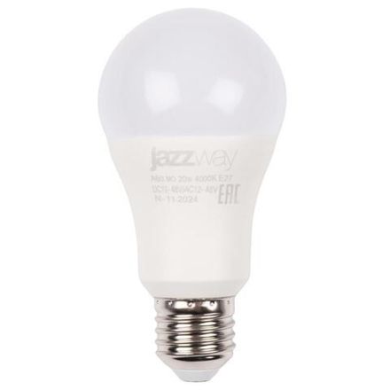 Лампа светодиодная низковольтная PLED-A60 MO 20Вт 4000К нейтр. бел. E27 12-48В AC/DC Pro JazzWay 5050624