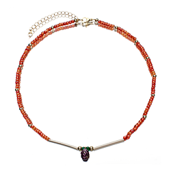 Чокер Удовольствие (Циркон, кулон Ежевика с эмалью)