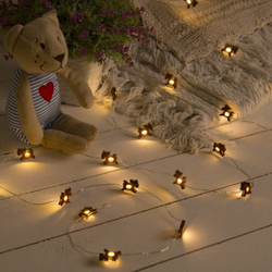 Гирлянда "Нить", роса с насадками "Олень красный", 2 м, LED-20-3V, 2*АА, фиксинг, нить прозрачная, свечение тёплое белое