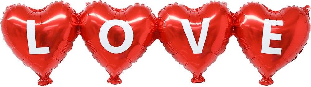 Шар Гирлянда (39&#39;&#39;/99 см) Сердце, LOVE, Красный, 1 шт. в уп.