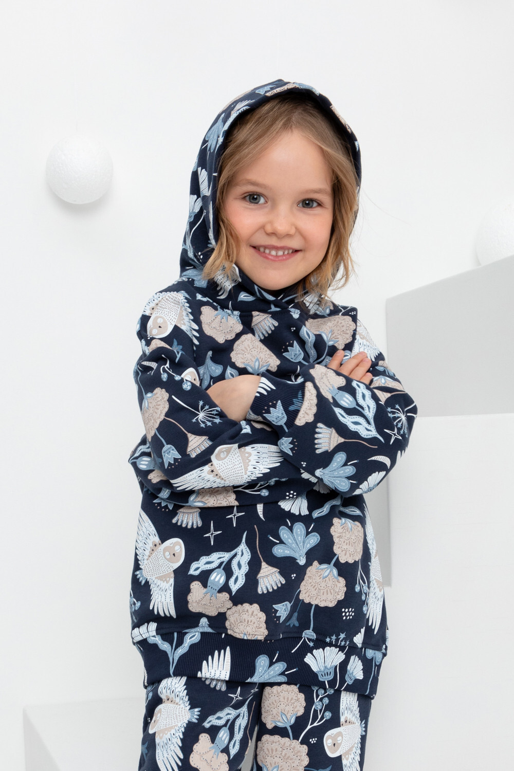 КР 302221/индиго,волшебные совы к421 джемпер для девочки Crockid.